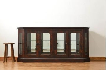 中古　北海道神居民芸高級サイドボード定価約34万円(サイドキャビネット、ガラスケース、収納棚)