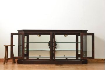 中古　北海道神居民芸高級サイドボード定価約34万円(サイドキャビネット、ガラスケース、収納棚)