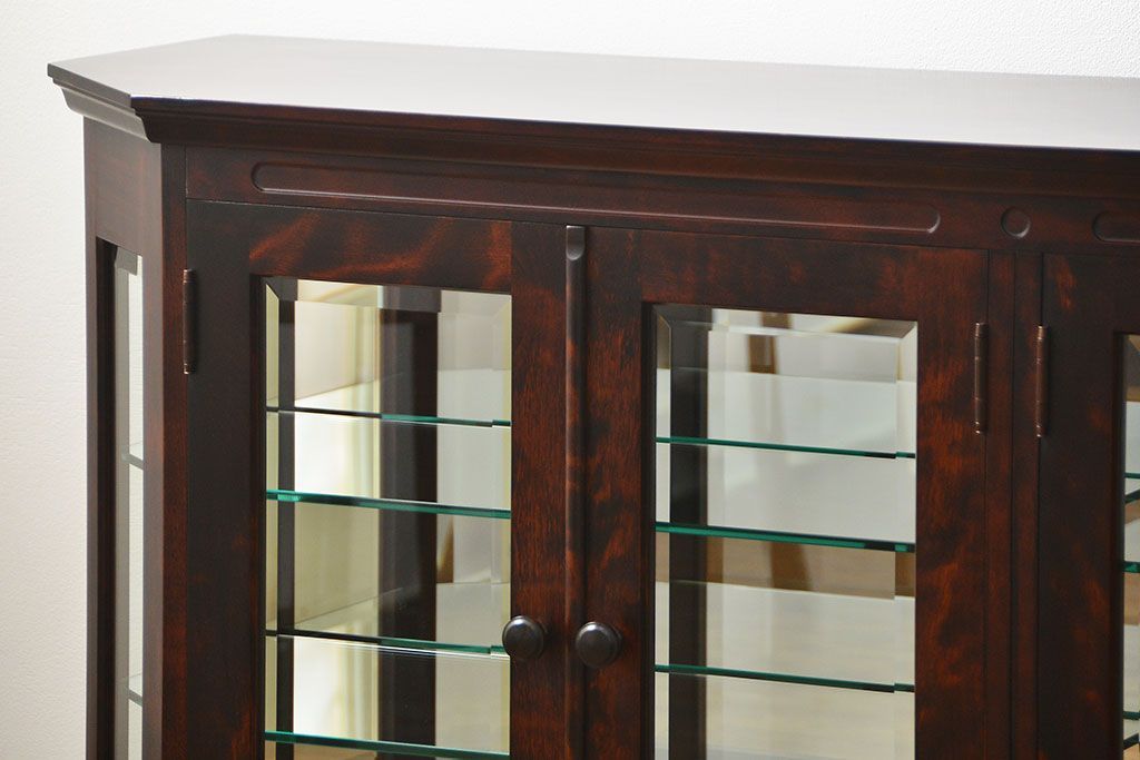中古　北海道神居民芸高級サイドボード定価約34万円(サイドキャビネット、ガラスケース、収納棚)