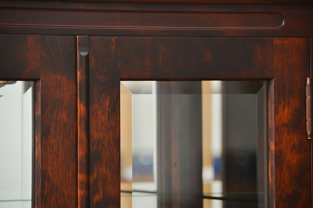 中古　北海道神居民芸高級サイドボード定価約34万円(サイドキャビネット、ガラスケース、収納棚)