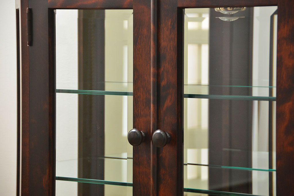 中古　北海道神居民芸高級サイドボード定価約34万円(サイドキャビネット、ガラスケース、収納棚)