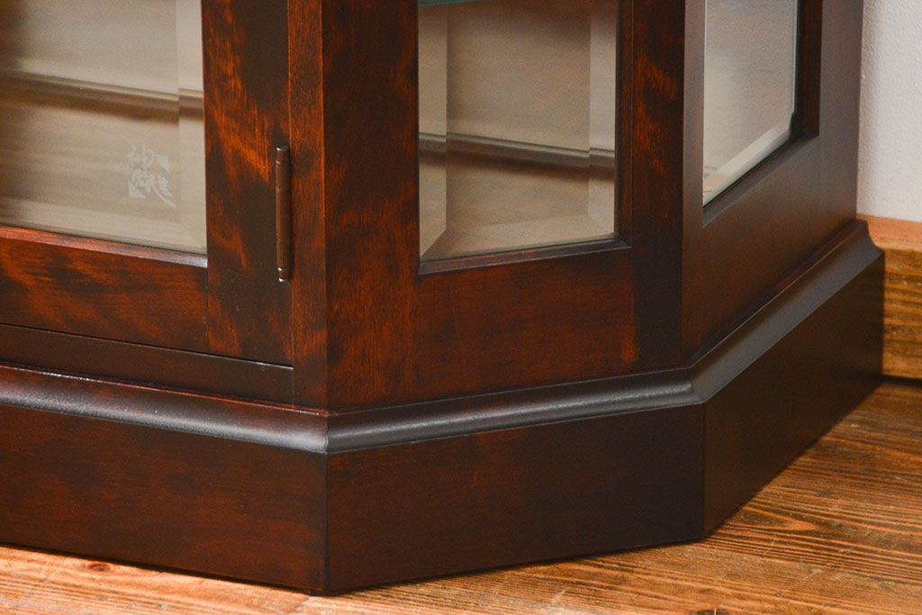 中古　北海道神居民芸高級サイドボード定価約34万円(サイドキャビネット、ガラスケース、収納棚)