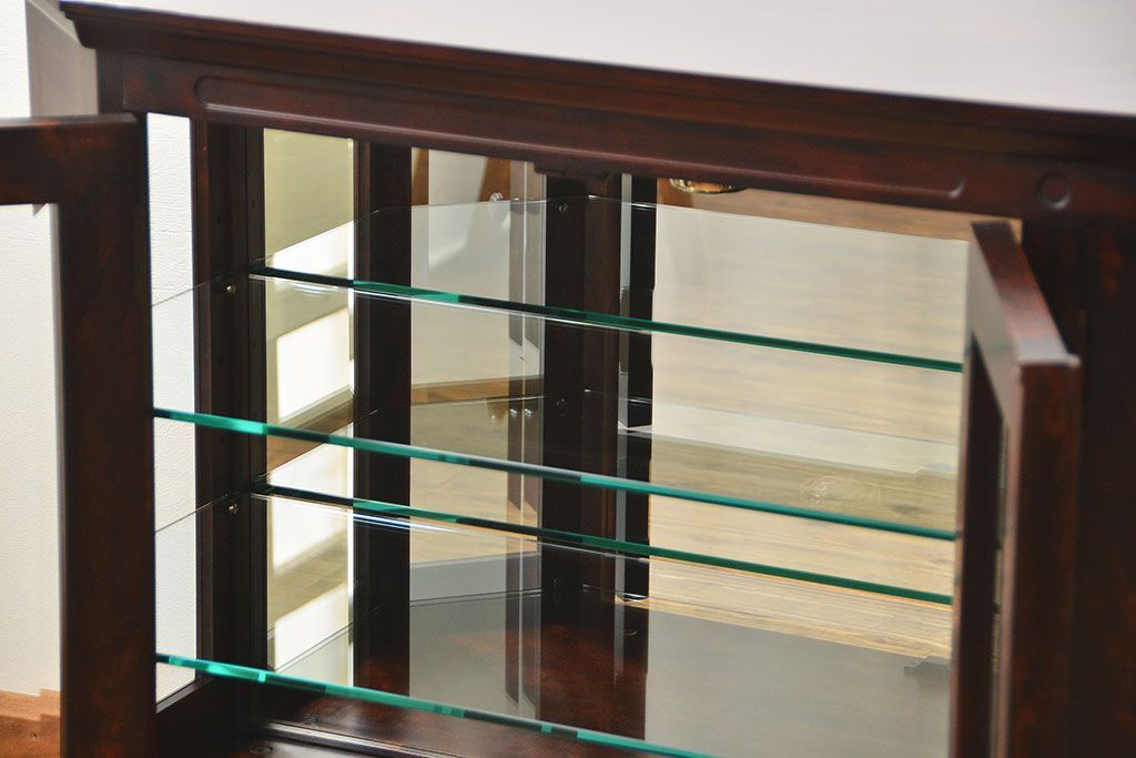 中古　北海道神居民芸高級サイドボード定価約34万円(サイドキャビネット、ガラスケース、収納棚)