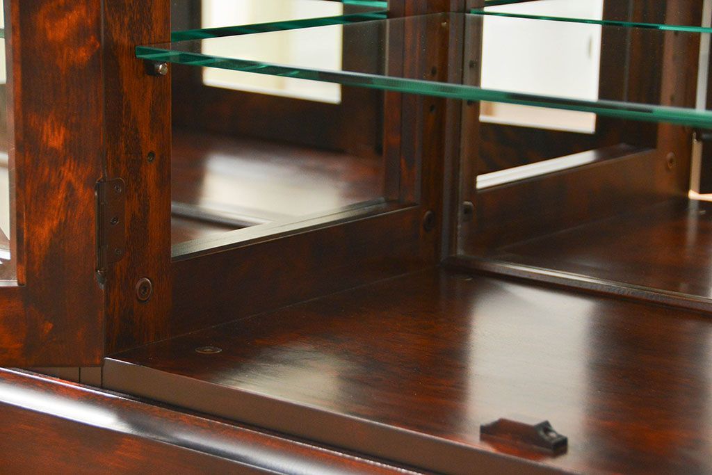 中古　北海道神居民芸高級サイドボード定価約34万円(サイドキャビネット、ガラスケース、収納棚)