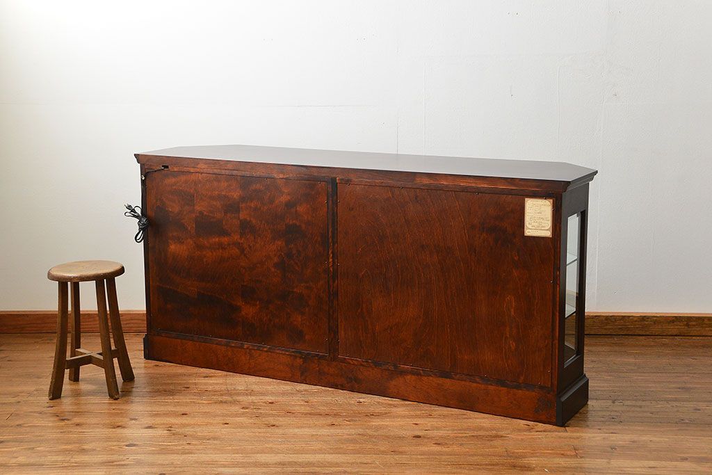 中古　北海道神居民芸高級サイドボード定価約34万円(サイドキャビネット、ガラスケース、収納棚)