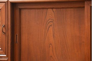 アンティーク家具　古民具・骨董 最高級特別注文造り　三方欅無垢材の二段重ね水屋箪笥(茶箪笥、収納棚、食器棚)
