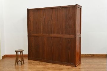 アンティーク家具　古民具・骨董 最高級特別注文造り　三方欅無垢材の二段重ね水屋箪笥(茶箪笥、収納棚、食器棚)