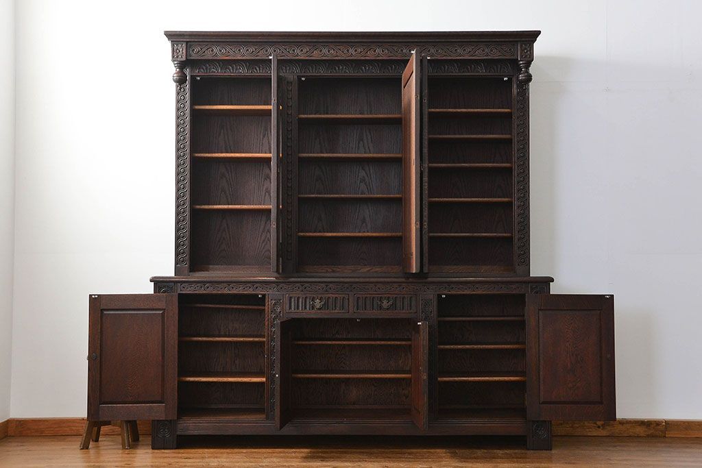 アンティーク家具　アンティーク ペザントアート 木工作家 林二郎作　キャビネット(カップボード)　