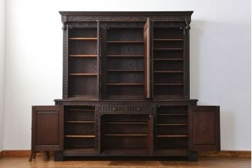 アンティーク家具　アンティーク ペザントアート 木工作家 林二郎作　キャビネット(カップボード)　