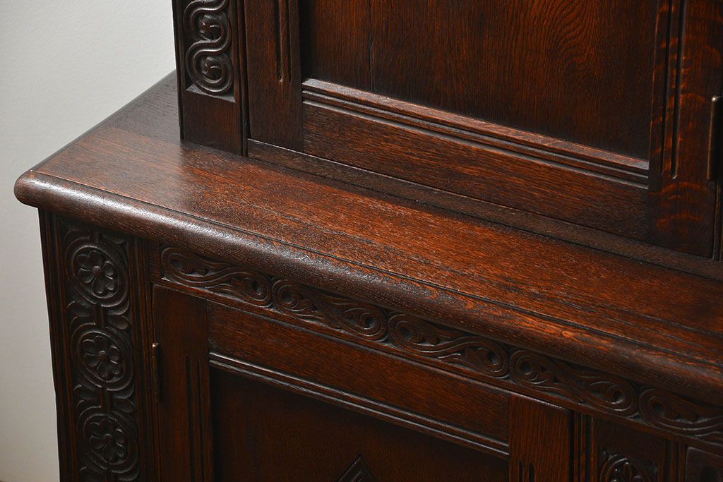 アンティーク家具　アンティーク ペザントアート 木工作家 林二郎作　キャビネット(カップボード)　