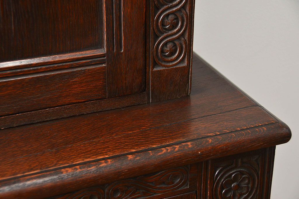 アンティーク家具　アンティーク ペザントアート 木工作家 林二郎作　キャビネット(カップボード)　