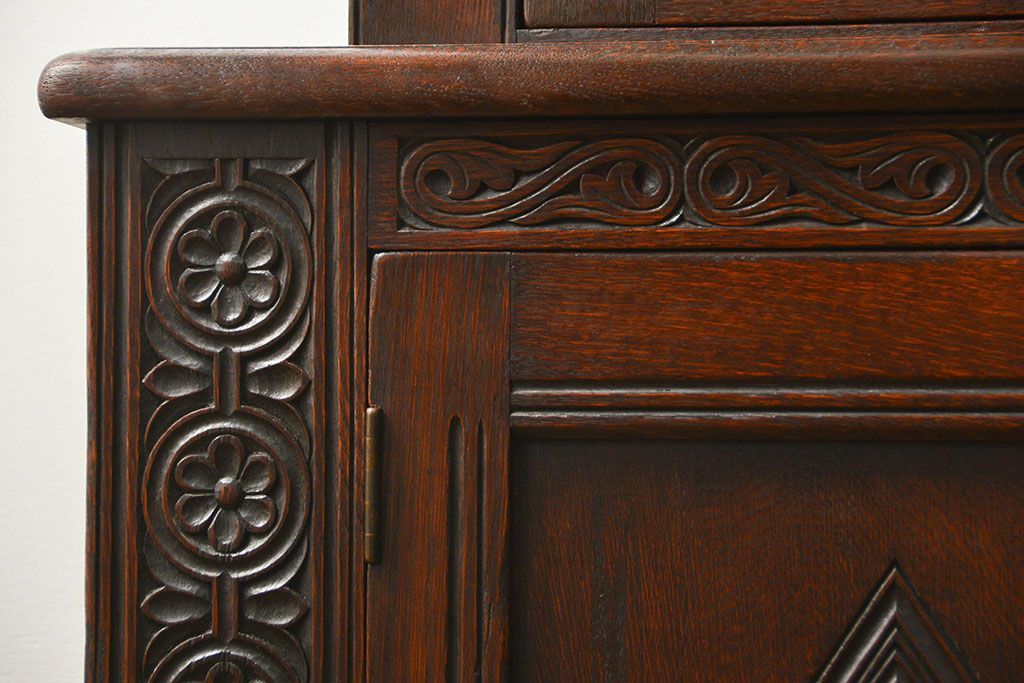 アンティーク家具　アンティーク ペザントアート 木工作家 林二郎作　キャビネット(カップボード)　