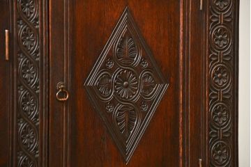 アンティーク家具　アンティーク ペザントアート 木工作家 林二郎作　キャビネット(カップボード)　