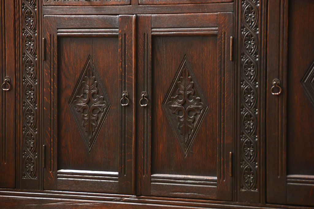 アンティーク家具　アンティーク ペザントアート 木工作家 林二郎作　キャビネット(カップボード)　