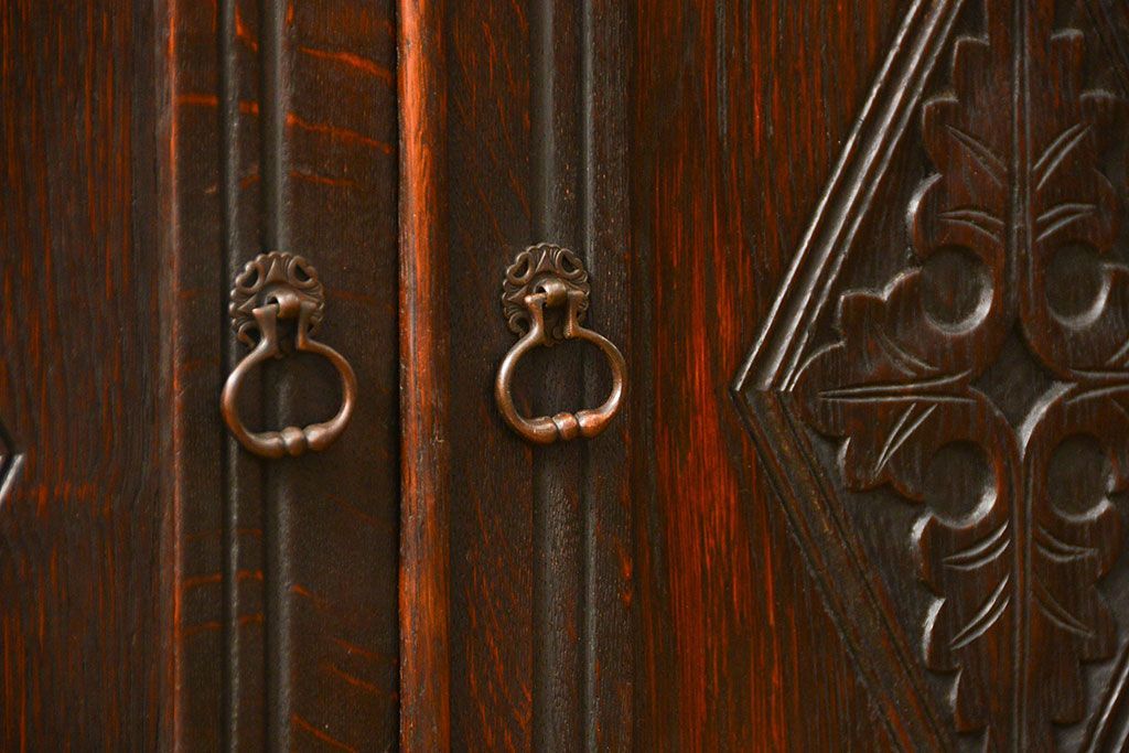 アンティーク家具　アンティーク ペザントアート 木工作家 林二郎作　キャビネット(カップボード)　