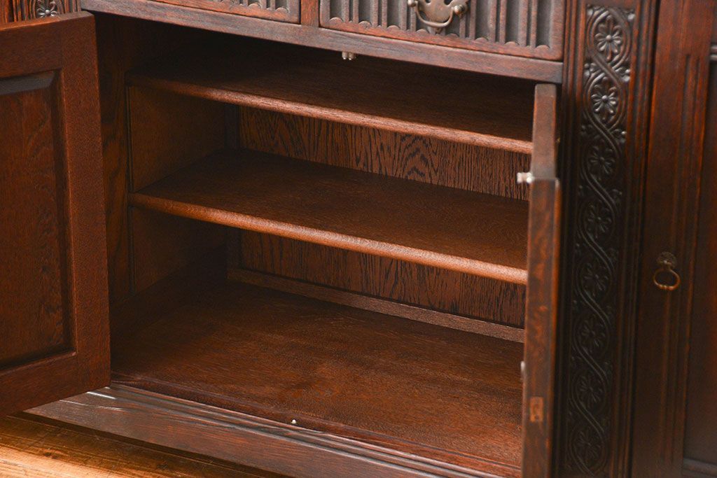 アンティーク家具　アンティーク ペザントアート 木工作家 林二郎作　キャビネット(カップボード)　