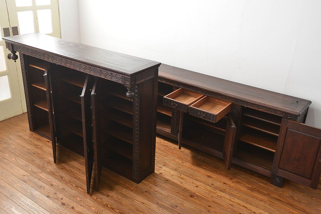 アンティーク家具　アンティーク ペザントアート 木工作家 林二郎作　キャビネット(カップボード)　