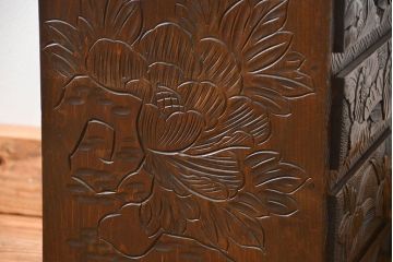 中古 ビンテージ 軽井沢彫り 三段小引き出し