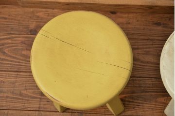 アンティーク家具　アンティークペイントの小供用スツール2脚セット(花台)(イス、椅子)