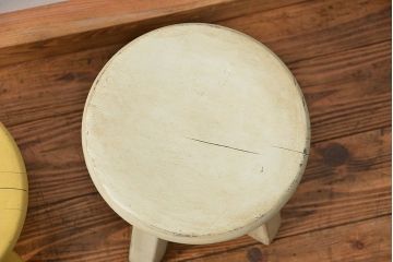 アンティーク家具　アンティークペイントの小供用スツール2脚セット(花台)(イス、椅子)