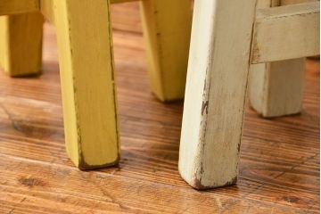 アンティーク家具　アンティークペイントの小供用スツール2脚セット(花台)(イス、椅子)