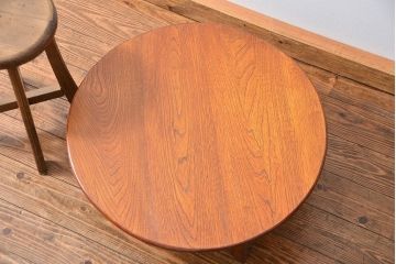 アンティーク家具　古い栓材の小さなちゃぶ台(テーブル、机)