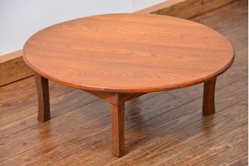 アンティーク家具　古い栓材の小さなちゃぶ台(テーブル、机)