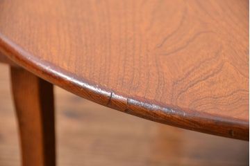 アンティーク家具　古い栓材の小さなちゃぶ台(テーブル、机)