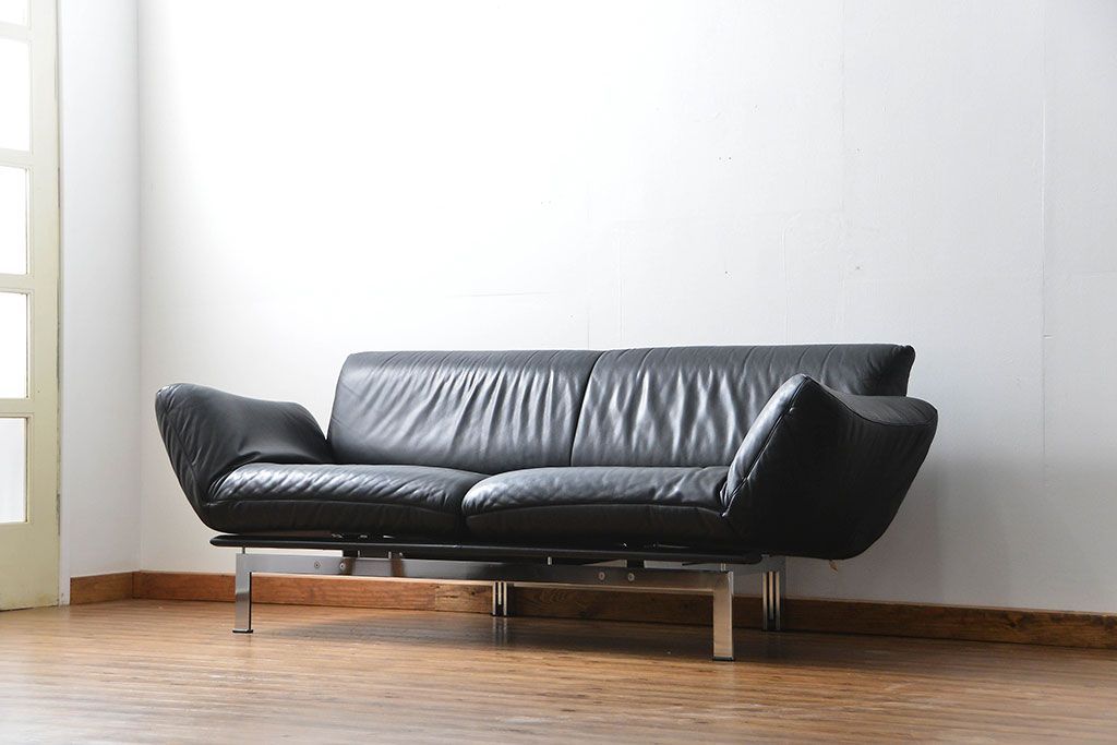 中古 デセデ(de Sede) 本革 2人掛けワイドソファ DS-140 (定価 約100万円)