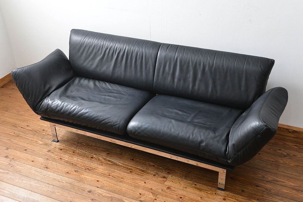 中古 デセデ(de Sede) 本革 2人掛けワイドソファ DS-140 (定価 約100万円)