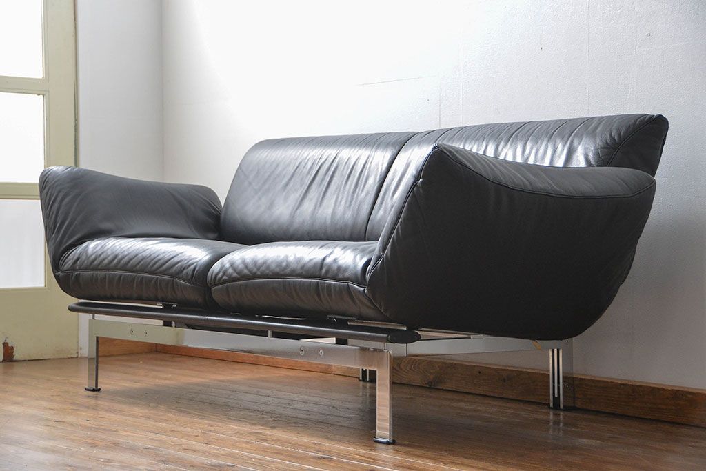 中古 デセデ(de Sede) 本革 2人掛けワイドソファ DS-140 (定価 約100万円)