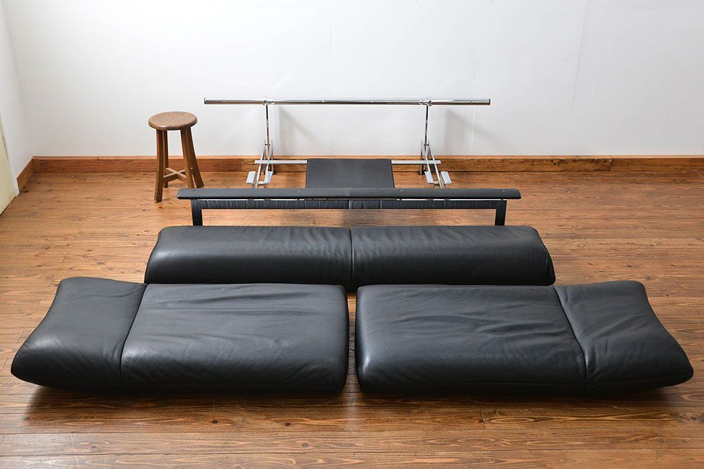 中古 デセデ(de Sede) 本革 2人掛けワイドソファ DS-140 (定価 約100万円)