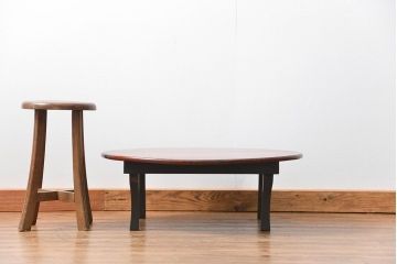 レトロ家具　アンティーク 古い朱塗りのレトロなちゃぶ台(テーブル、机)