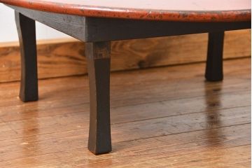 レトロ家具　アンティーク 古い朱塗りのレトロなちゃぶ台(テーブル、机)