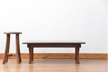 アンティーク家具　アンティーク 古い栓材の角型ちゃぶ台(1)(テーブル、机)