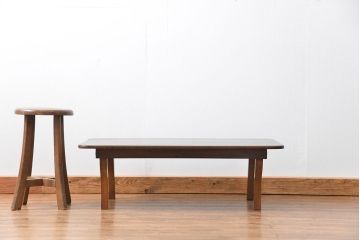 アンティーク家具　アンティーク 古い栓材の角型ちゃぶ台(2)(テーブル、机)