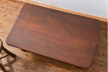 アンティーク家具　アンティーク 古い栓材の角型ちゃぶ台(2)(テーブル、机)