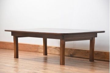 アンティーク家具　アンティーク 古い栓材の角型ちゃぶ台(2)(テーブル、机)