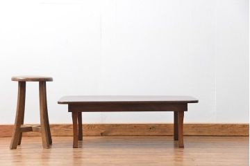 アンティーク家具　アンティーク 古い栓材の角型ちゃぶ台(3)(テーブル、机)