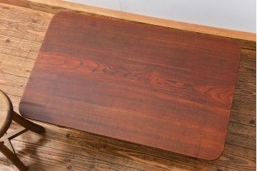 アンティーク家具　アンティーク 古い栓材の角型ちゃぶ台(3)(テーブル、机)