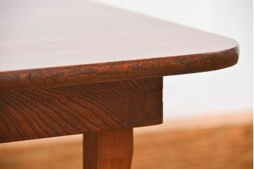アンティーク家具　アンティーク 古い栓材の角型ちゃぶ台(3)(テーブル、机)