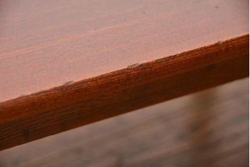 アンティーク家具　アンティーク 古い栓材の角型ちゃぶ台(3)(テーブル、机)