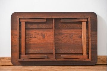 アンティーク家具　アンティーク 古い栓材の角型ちゃぶ台(3)(テーブル、机)