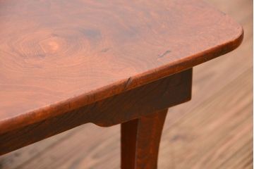 アンティーク家具　古民具・骨董 栃の木　縮み木の一枚板ちゃぶ台(テーブル、机)