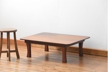 アンティーク家具　古民具・骨董 古い栗材の角ちゃぶ台(テーブル、机)