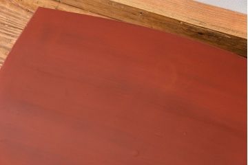 レトロ家具　古い木のレトロな朱塗り小さなちゃぶ台(テーブル、机)