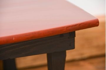 レトロ家具　古い木のレトロな朱塗り小さなちゃぶ台(テーブル、机)