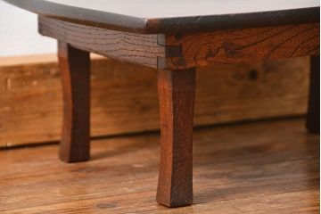 アンティーク家具　アンティーク 古い栓材の小さな変わり型ちゃぶ台(テーブル、机)