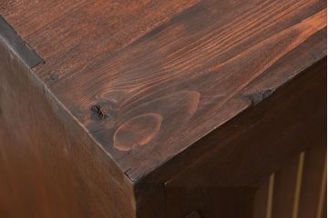 アンティーク家具　アンティーク 古い木の脚付きモールガラス収納棚(ローボード、飾り棚)