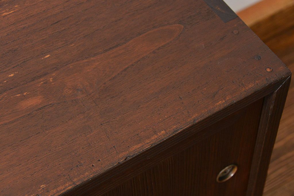 レトロ家具　昭和レトロ 古い木のシンプルな脚付きローボード(収納棚)